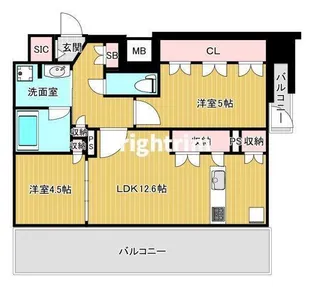 シーズンフラッツ渡辺通【11階】の間取り