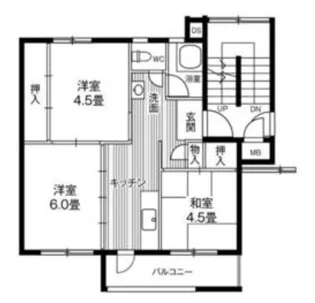 ビレッジハウス仙台鶴ケ谷五丁目9号棟【2階】の間取り