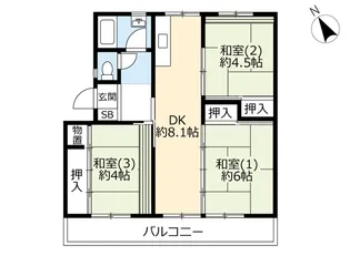 UR花見川【4階】の間取り