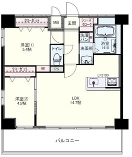 RJRクオーレ東比恵【3階】の間取り