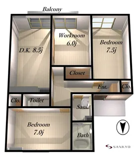 山形県山形市鈴川町3【アパート】の間取り