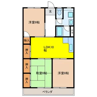 岐阜県岐阜市茜部菱野3【マンション】の間取り