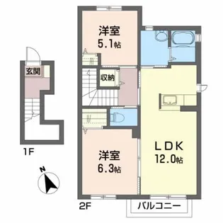 福島県郡山市亀田1【アパート】の間取り