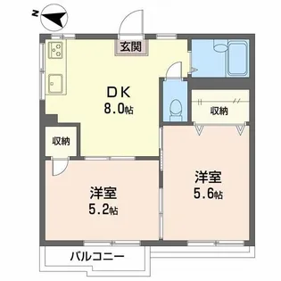 ハイツニュー南【2階】の間取り