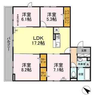 東京都町田市中町2【アパート】の間取り