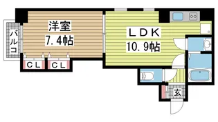 アミーグランコート三宮【10階】の間取り