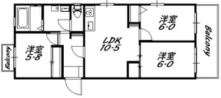 エメラルドマンション五日市中央【2階】の間取り