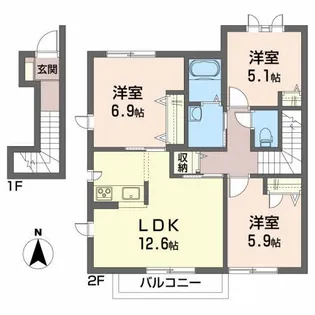 ミオ ポラーレ A【2階】の間取り