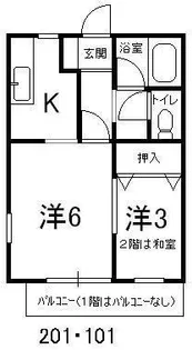 アパートメント中堤【2階】の間取り