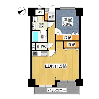 パークハイツ安方第二【9階】の間取り