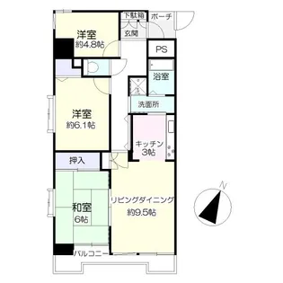 コスモ松戸リバーサイド【3階】の間取り
