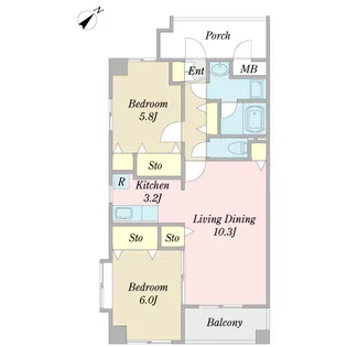 ラ・ソルレヴァンテ【2階】の間取り