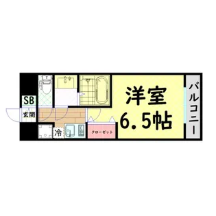 レオンコンフォート難波ノワール【6階】の間取り