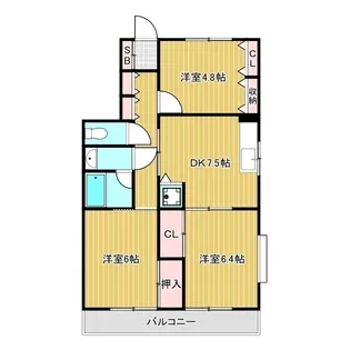 サンハイツホリウチ上倉田【3階】の間取り