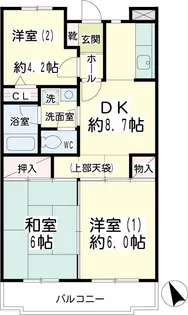 ピボアンヌ北寺尾A棟【3階】の間取り