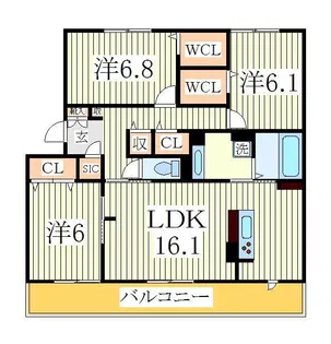 リヴェール南流山C【3階】の間取り