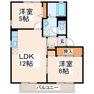 ラビアンローズII D【1階】の間取り