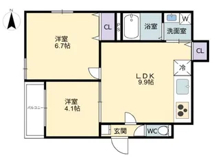 RIVER CITY 西川原【2階】の間取り