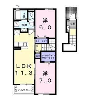 高知県香南市野市町西野【アパート】の間取り