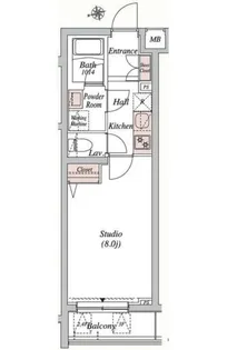 エストゥルース桜川【1階】の間取り