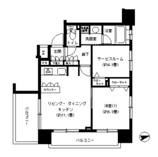 パークキューブ浅草田原町【6階】の間取り