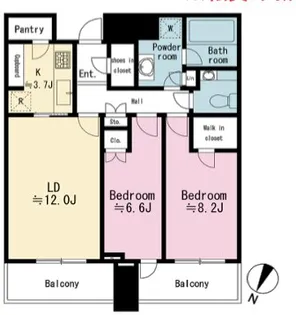 赤坂タワーレジデンス Top of the Hill【32階】の間取り