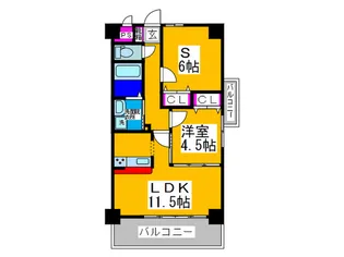 ワンズレジデンス北野田【7階】の間取り