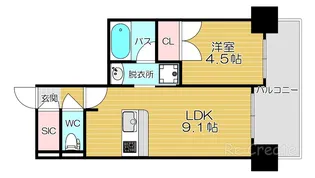 大阪府大阪市中央区瓦屋町2【マンション】の間取り