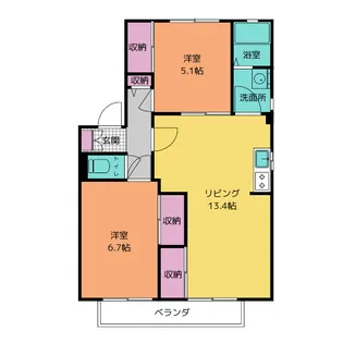 サニーフラッツ岸C【1階】の間取り