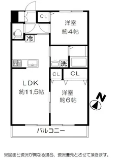 アコール5 南向き、オートロック【2階】の間取り