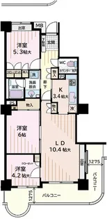 分譲賃貸 所沢スカイライズタワー【22階】の間取り