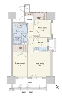 RJRプレシア新宮中央駅前【8階】の間取り