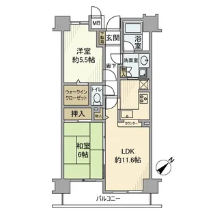 アーバンビュー中野【2階】の間取り