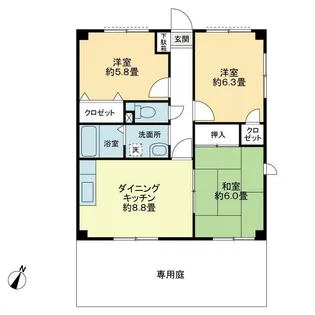 フィネス大井【1階】の間取り