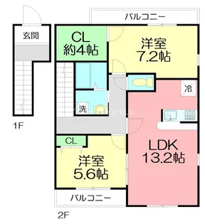 アンソレイユ【2階】の間取り