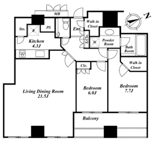 ウエストパークタワー池袋【32階】の間取り
