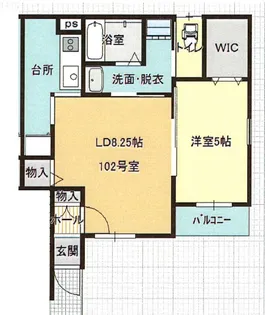 クオーレ木ノ下【1階】の間取り