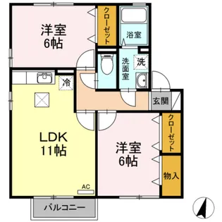 ディアコート壱番館【1階】の間取り