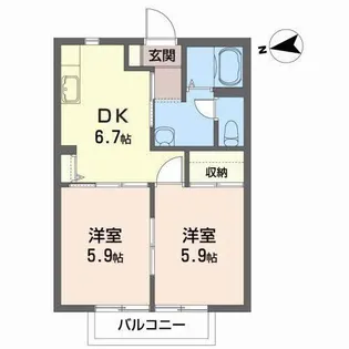 イーストヒルズ【2階】の間取り