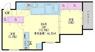 クリエオーレ渚元町【1階】の間取り