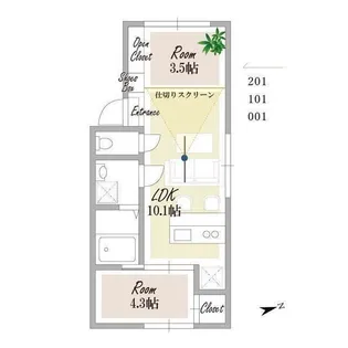 東京都中野区南台5【マンション】の間取り