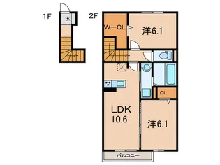メゾン ベルハープ【2階】の間取り