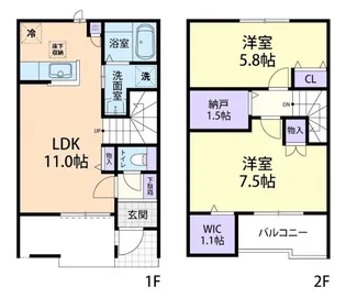 2LDKの間取り画像