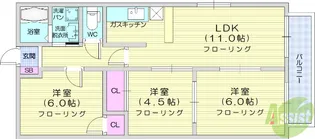 サンシャインW C棟【1階】の間取り