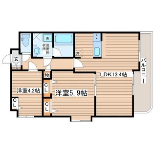 2LDKの間取り画像