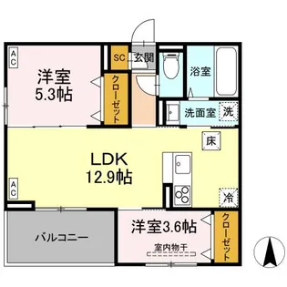 D ROOM七曲II【1階】の間取り