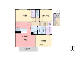 セジュールKoga III B棟【2階】の間取り