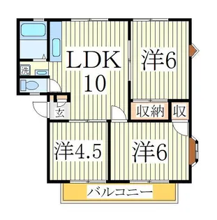 サンハイツ大津ヶ丘1号棟【1階】の間取り
