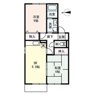 ハイツ水辺の里【1階】の間取り
