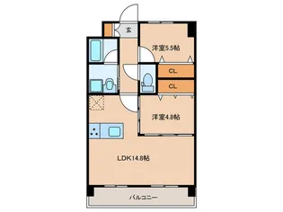 SQUARE箱崎東【4階】の間取り